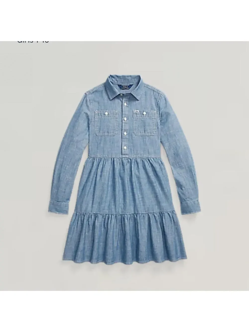 Polo Ralph Lauren Girls Tiered Denim Dress 7Y